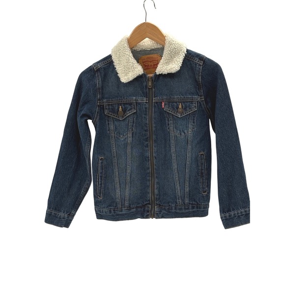 Levi's Other - Levi's Denim Jacket Sherpa Collar Youth Kid Trucker Boys Girls Small 8-10 Zip